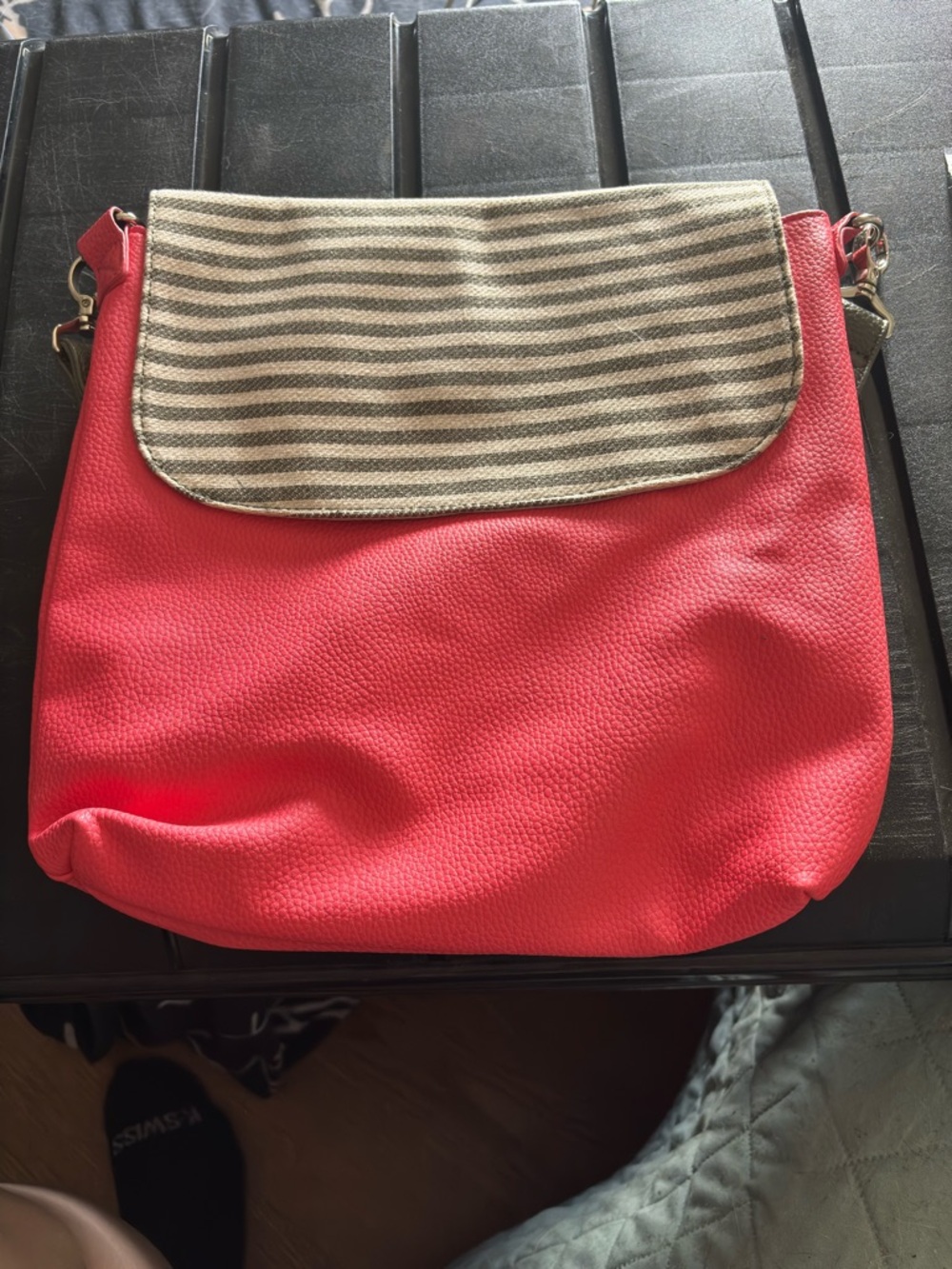 thirty-one Coral Crossbody with Striped Canvas Flap